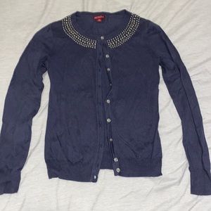 Beaded top blue cardigan